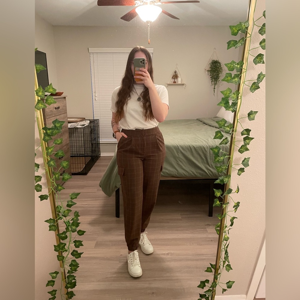 Brown Plaid Joggers